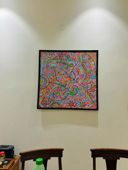 A straight-on shot of the 'It's all connected' framed canvas print. The high-resolution printing captures every tiny detail and color from the original artwork.