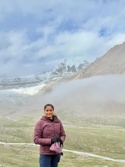 My retreats also take us to the mountains. This was taken during a transformative trek to Mount Kailash, a journey that tests your physical strength and deepens your spiritual connection.