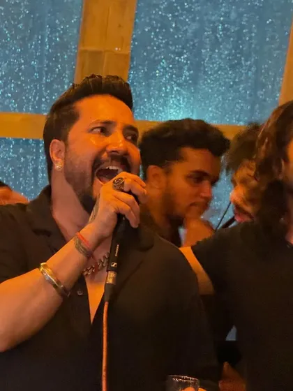 A candid moment of my Ustaad ji, Mika Singh, singing his heart out during a jam session. His energy is always at a hundred percent.