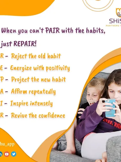 When you can't pair with old habits, just REPAIR. This graphic shares a simple acronym for breaking negative patterns and building positive ones, a core concept in my coaching and within the MyShishu app.