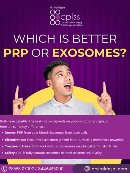 This infographic provides a clear comparison between PRP and Exosomes, two popular regenerative treatments. It breaks down their source, effectiveness, and primary treatment areas to help you understand which might be better suited for your skin and hair goals.