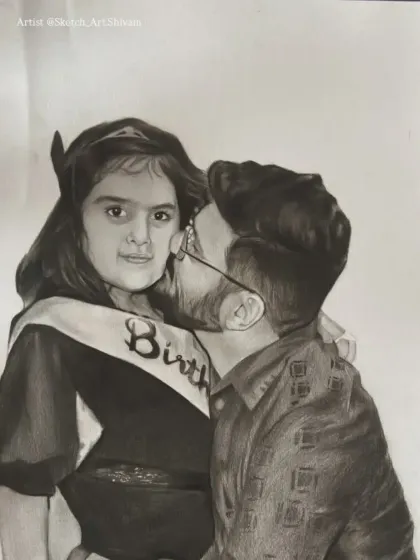 A heartwarming A4 portrait of a father and his daughter. Capturing these moments of love and affection is what makes my work so rewarding.