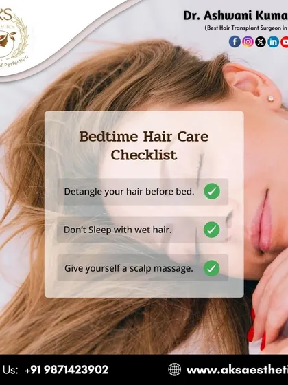 Good hair care habits are important for everyone. This simple bedtime checklist includes tips like detangling your hair, avoiding sleeping with wet hair, and gentle scalp massage to maintain hair health.