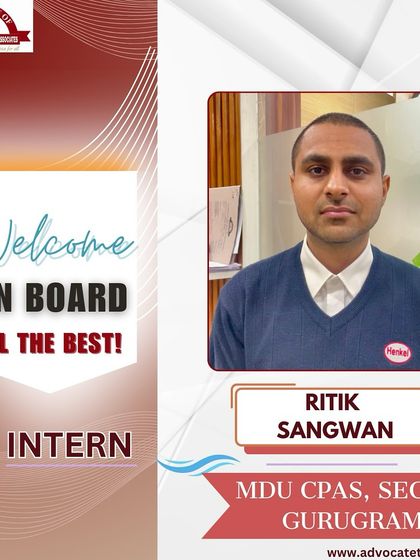 We are happy to have Ritik Sangwan from MDU CPAS, Gurugram, join us as an intern. Our program aims to provide a robust learning experience that covers various facets of law.