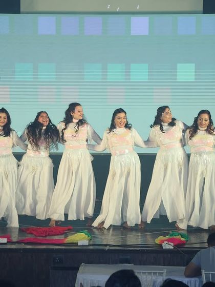 The full lineup of our ladies' batch on stage for their "Aaja Nachle" performance.