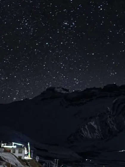 A crystal-clear night sky over the Spiti Valley, showcasing the Milky Way. My astrophotography work in remote, light-pollution-free zones like this reveals the stunning beauty of the cosmos.