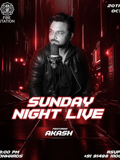 End your weekend with soulful vibes at our Sunday Night Live featuring Akash. Get ready for a night of smooth tunes.