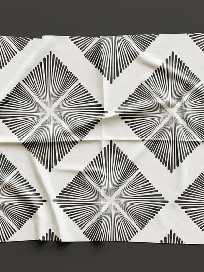 The abstract diamond pattern printed on a piece of fabric. The monochrome design is bold and graphic, making it a versatile choice for upholstery, bags, or clothing.