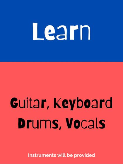 We've got all the gear. Kids can learn guitar, keyboard, drums, or vocals, and the best part is that all instruments are provided by us. No need to buy or bring anything.