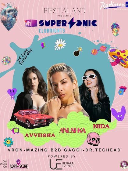 The official poster for the Supersonic Clubnights in Nashik. It was a blast bringing the festival vibes to a new city with some other badass female DJs.