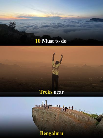 A collage showcasing some of the best treks near Bangalore that we offer every weekend.