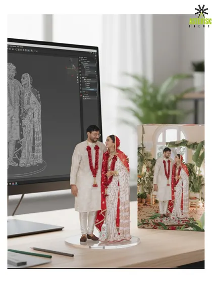 A traditional wedding day portrait transformed into a detailed 3D figure. We love helping our clients find new and innovative ways to preserve their memories.
