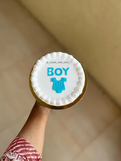 This fire cake revealed "BOY" for an exciting gender reveal celebration.