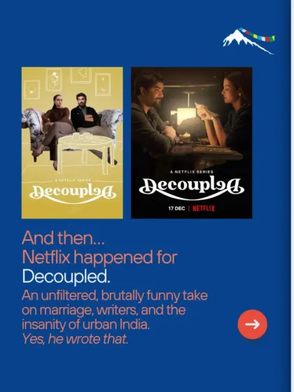 Manu Joseph's creative talent extends to the screen. He is the writer behind 'Decoupled', the unfiltered and brutally funny Netflix series about marriage and the literary world in urban India.
