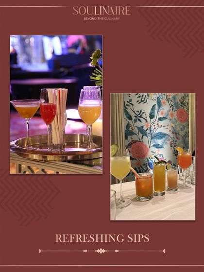 A collage of refreshing sips, featuring a variety of colourful cocktails and mocktails perfect for a spring gathering.