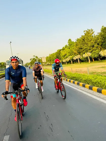 A shot of the birthday boy in action during his celebratory ride with the group.