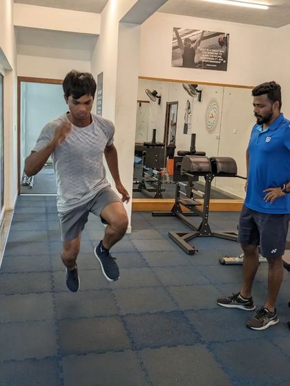 Plyometric assessments, like this jump test, help us measure an athlete's explosive power. This data informs how we design their power training protocols.