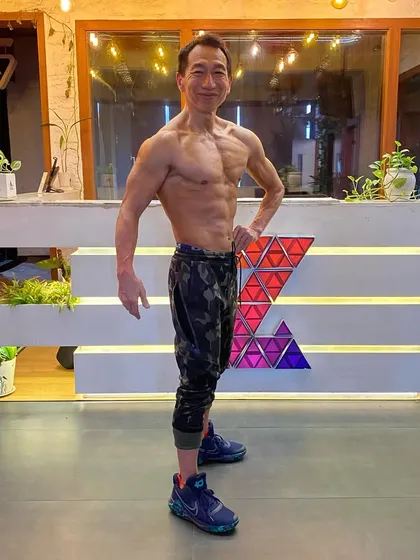 A full-body look at the incredible results of a lifelong commitment to fitness. This showcases the lean muscle and definition that comes from consistent training.