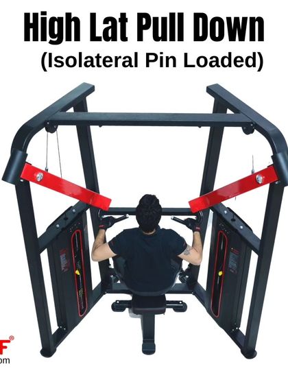 An overhead view of a user on the High Lat Pulldown.