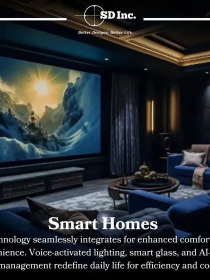 A 2024 design trend: smart homes. Technology like voice-activated lighting and AI-driven home management is being seamlessly integrated for enhanced comfort and convenience.
