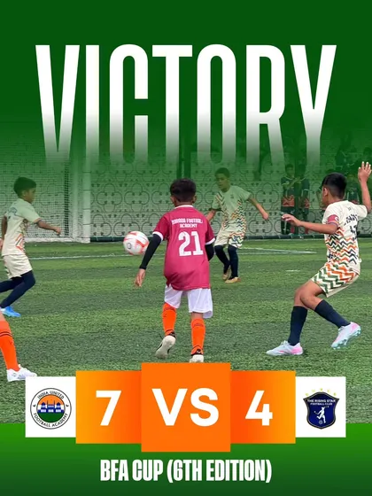 We bounced back in the semi-final with a high-energy 7-4 victory against The Rising Stars FC. Vihaan Chaturvedi was named MVP for his exceptional contribution in a match that booked our ticket to the final.