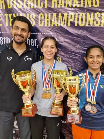 A happy moment with our district champions. Ananya's double win and Sara's multiple podium finishes show the depth of talent in our girls' squad.