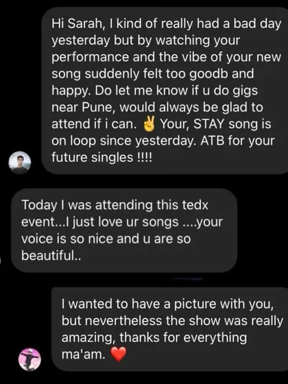 Some of the lovely messages we received after the TEDx performance. This kind of feedback makes everything worthwhile.