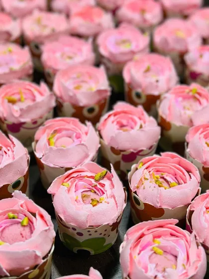 More of my signature Rose Rasmalai cupcakes, a popular choice for bulk orders for parties and events. The flavor is consistently a crowd-pleaser.