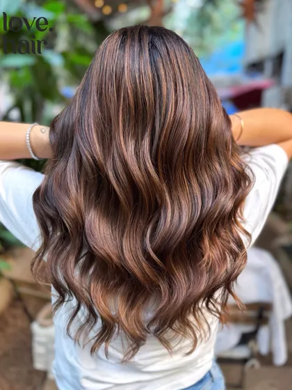 Another angle of this gorgeous mocha balayage. The color is so rich and dimensional. (No filter)