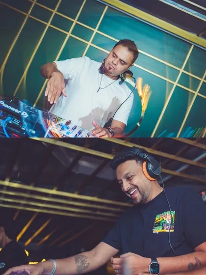 A collage of me and DJ Varun in our element behind the decks.