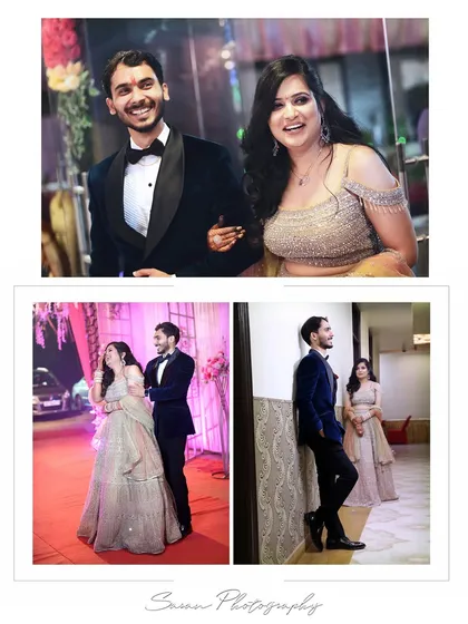 A collage of candid and posed moments from an engagement, showing the couple's happiness and interactions.
