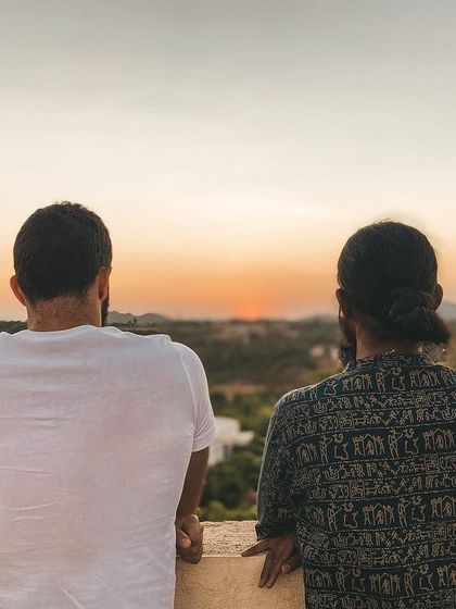 Students watch the sunset from the ashram rooftop. These shared moments of beauty and stillness are a powerful reminder to pause and appreciate the present moment.