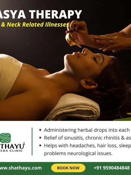 This is Nasya Therapy, a classic Ayurvedic treatment for head and neck related illnesses. By administering herbal drops into the nostrils, I can provide relief from sinusitis, chronic rhinitis, headaches, and even help with sleep problems.