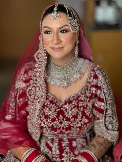 Another angle of this stunning bridal look. The makeup is set to perfection to ensure it stays flawless throughout the wedding festivities.