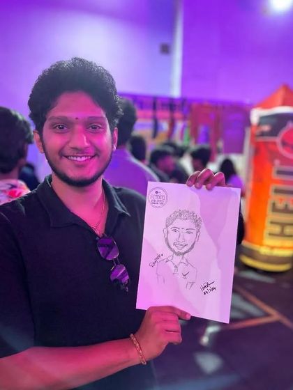 Deepak with his caricature at the Zee Cafe Anime Fan Fest. The pop culture vibe was amazing.