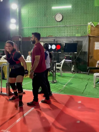 Siddhi competing at her first Open Nationals while managing a family health crisis. Despite sleepless nights and disrupted training, her strong-headed character shone through as she hit a 140kg squat and placed 7th in India.