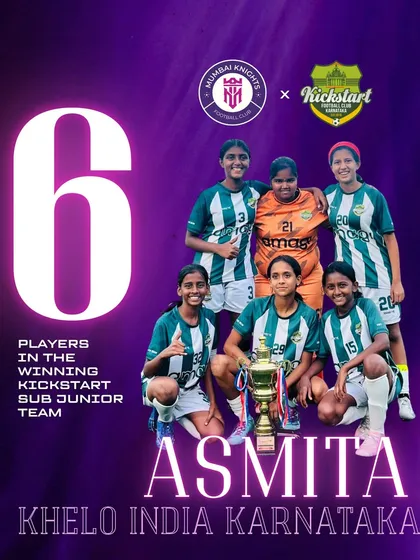 Six of our Sub-Junior girls who represented Kickstart FC and won the Khelo India Karnataka title. Our players excel wherever they go.