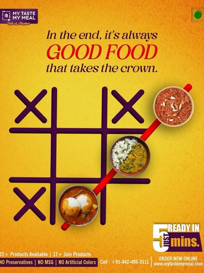 In the game of food, good food always wins. My meals are a winning choice, ready in just 5 minutes.