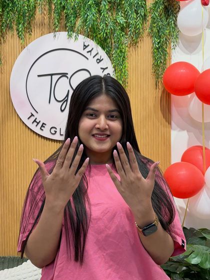 Another happy face! She's glowing while showing off her fresh, light pink manicure. Seeing my clients this happy is the best part of my job.