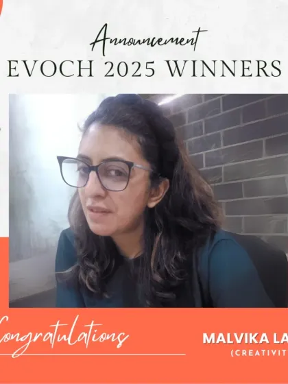 Honoring our EVOCH Award winner for Creativity from Pune, who makes each session come alive with fresh ideas.