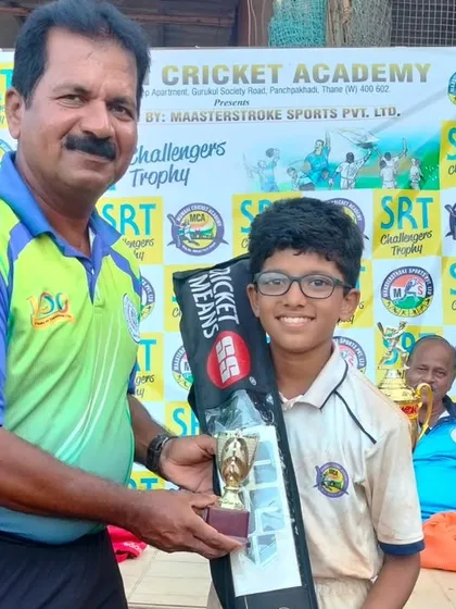 Jahan Patil being recognized for his performance in the SRT Challengers Trophy.