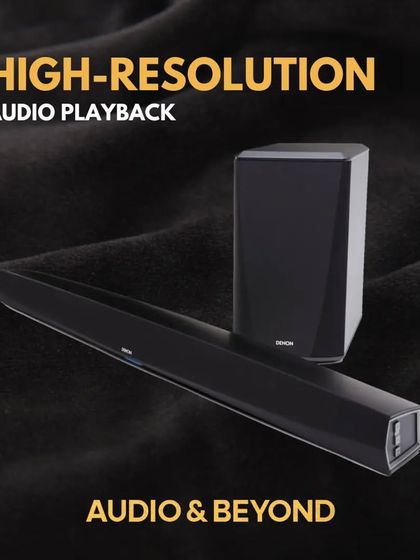 The Denon DHT-S516H soundbar and wireless subwoofer are designed for high-resolution audio playback. This sleek black system delivers crisp dialogue and deep, impactful bass for a cinematic experience at home.