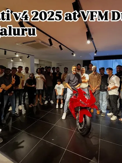 The whole crew at VFM Ducati Bengaluru for the Panigale V4 event. It's always great to connect with the passionate Ducati community.