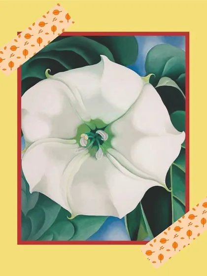 For our Georgia O'Keeffe lesson, we start by looking at how she painted flowers up close, turning them into beautiful abstract forms.