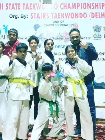 Team Prahar after a successful outing at the Delhi State Taekwondo Championship 2022, organized by the Stairs Foundation.