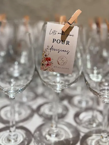 We believe in making every detail count, right down to these fun, custom glass tags. A little bit of wit and a personal touch go a long way in making your guests smile and creating great 'pour decisions'.