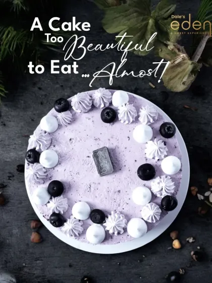 A cake too beautiful to eat... almost! Our blueberry cheesecake is a work of art, designed to be admired before it's devoured.