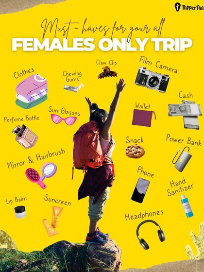Wondering what to pack? Here are the must-haves for your all-females-only trip, from sunscreen and a power bank to a film camera for capturing the memories. I've got you covered.