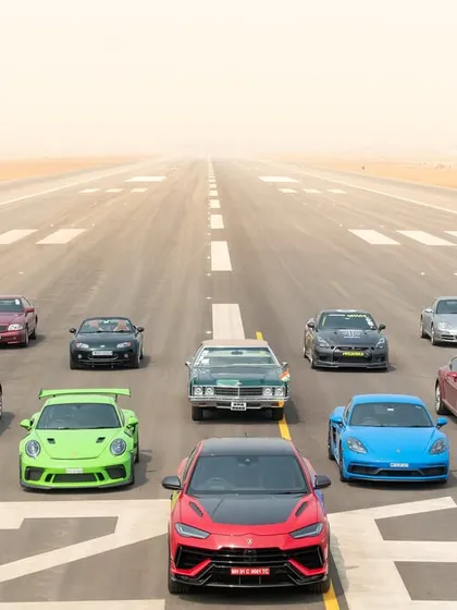I have experience managing large-scale automotive shoots, like this one for Autocar India, featuring an impressive lineup of modern and classic cars on an airport runway.