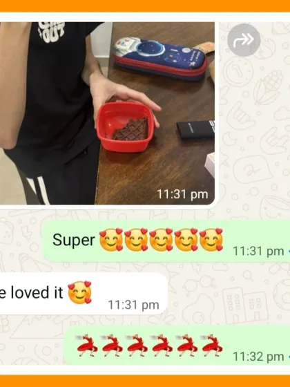 I love seeing my customers, especially the little ones, enjoy my bakes. This message from a happy parent whose son loved the brownies made my day.